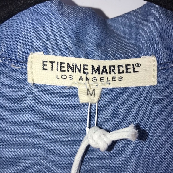 Etienne Marcel Blue Chambray Romper w Pockets - Picture 11 of 14